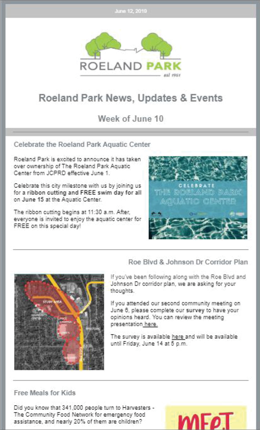 Sturges Word Client - Roeland Park EMAIL MARKETING - SERVICES INCLUDED: PUBLIC RELATIONS • DESIGN • DIGITAL